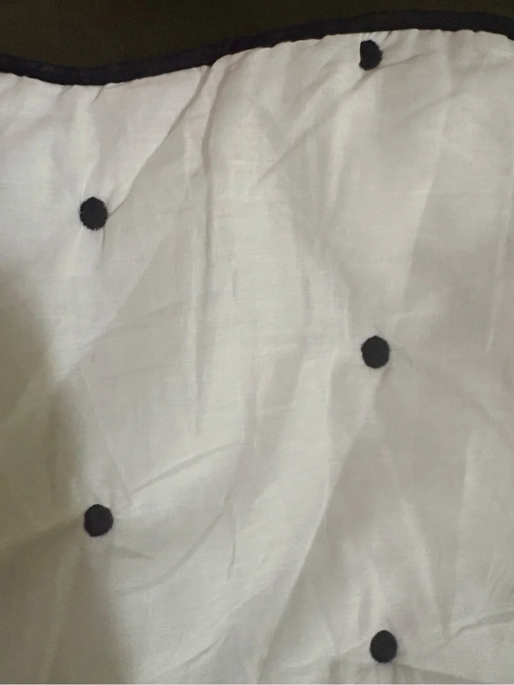 New:Kate Spade black & white scalloped embroidered polkadot quilt standard sham